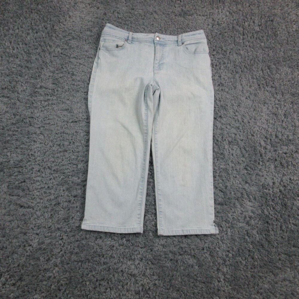 Chico's Jeans Womens 0.5 Light Wash Crop Straight Leg Stretch Denim Zip 31x21*